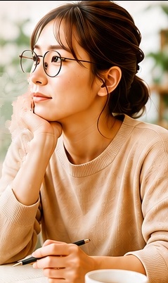 窓辺で考える女性